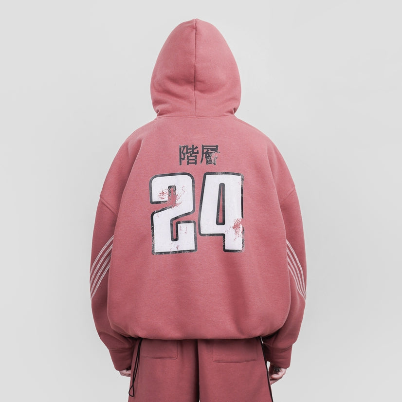 Hierarchy Studios FS - Dusty Pink Four Stripes Boxy Oversized Hoodie