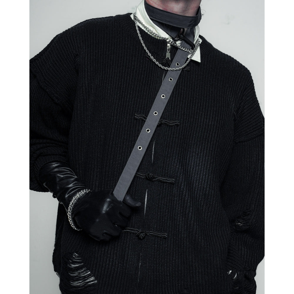 Hierarchy Studios - Distressed Chinese / Shanghai Knit Zipper Sweater