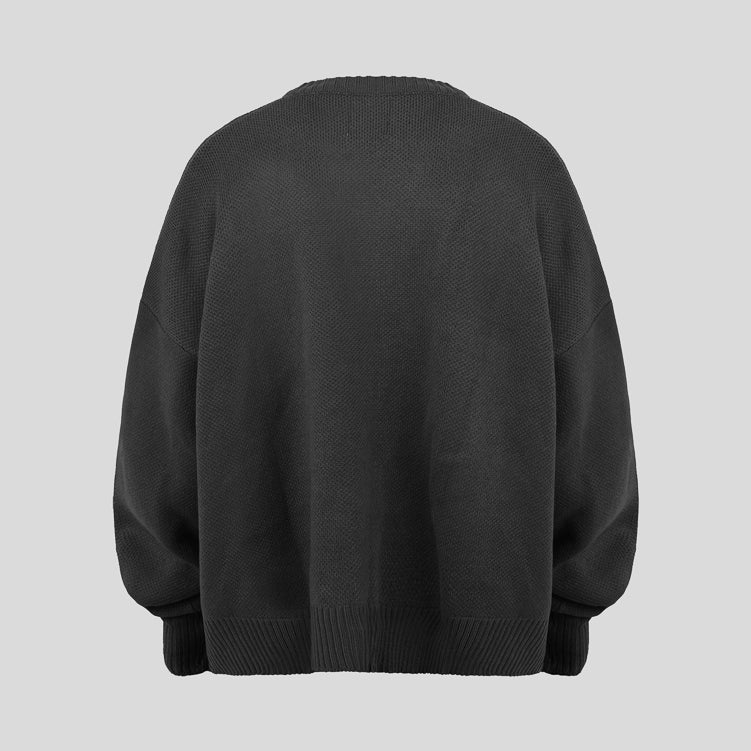 Hierarchy Studios FA - Dark Grey Distressed Gun Oversized Knit Cardigan