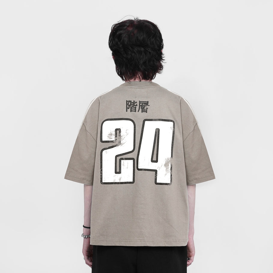 HIERARCHY STUDIOS TMTNW - Beige Four Stripes Boxy Oversized T-Shirt