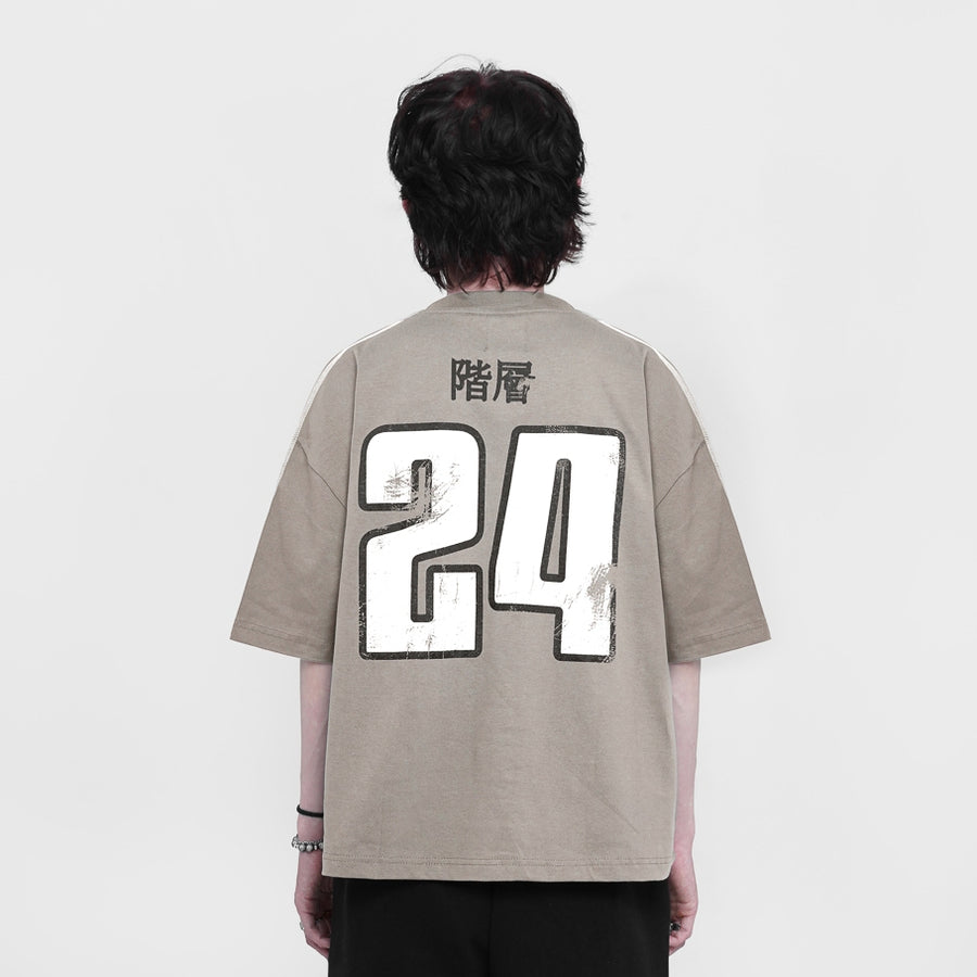 HIERARCHY STUDIOS TMTNW - Beige Four Stripes Boxy Oversized T-Shirt