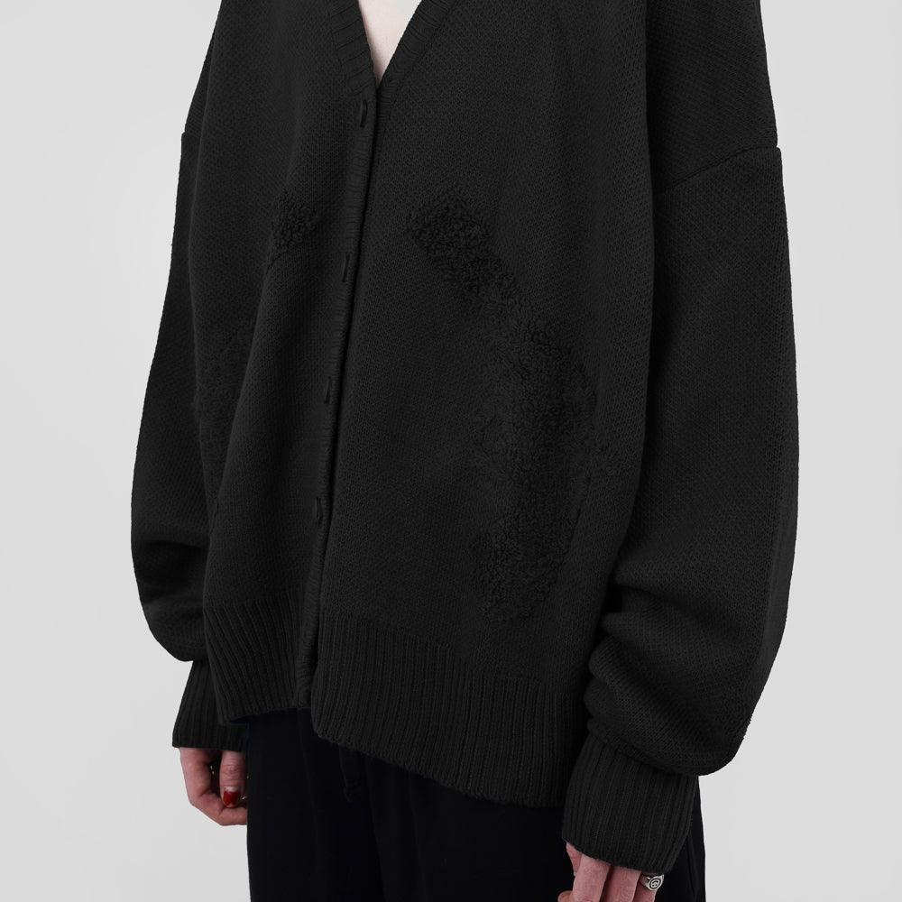 Hierarchy Studios FA - Black Distressed Gun Oversized Knit Cardigan