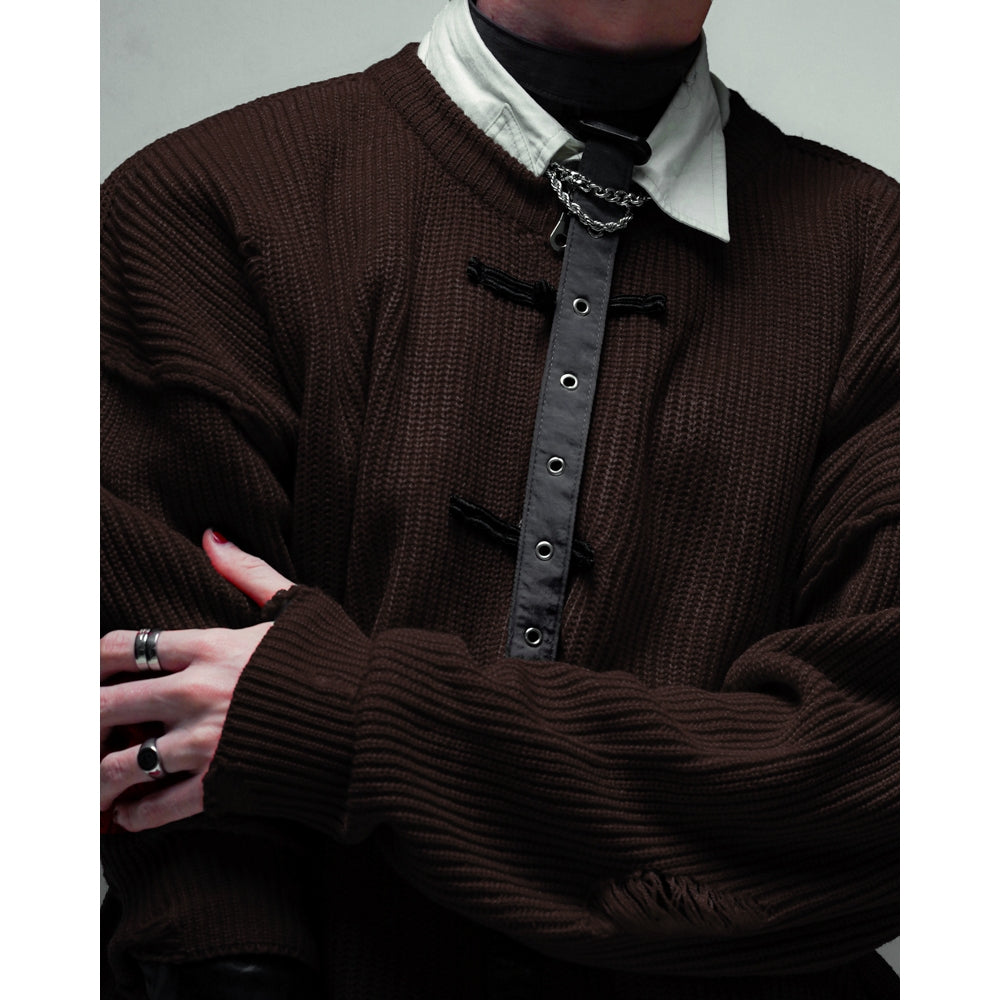 Hierarchy Studios - Distressed Chinese / Shanghai Knit Zipper Sweater