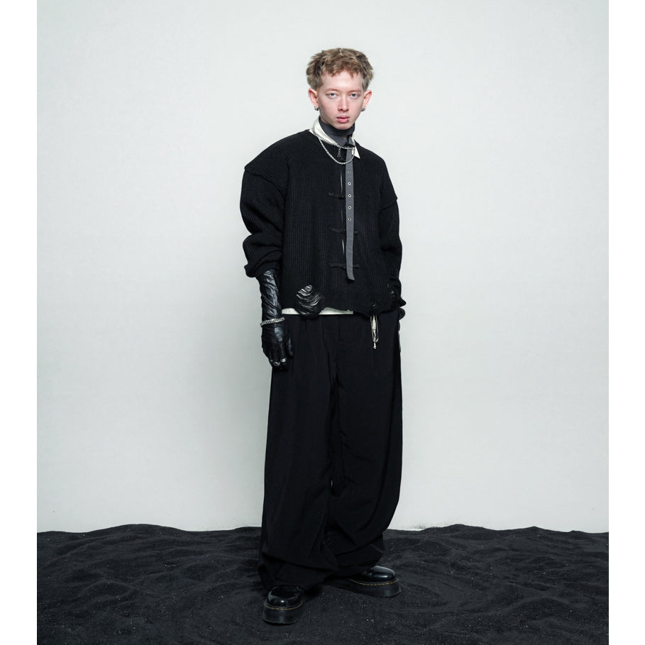 Hierarchy Studios - Distressed Chinese / Shanghai Knit Zipper Sweater