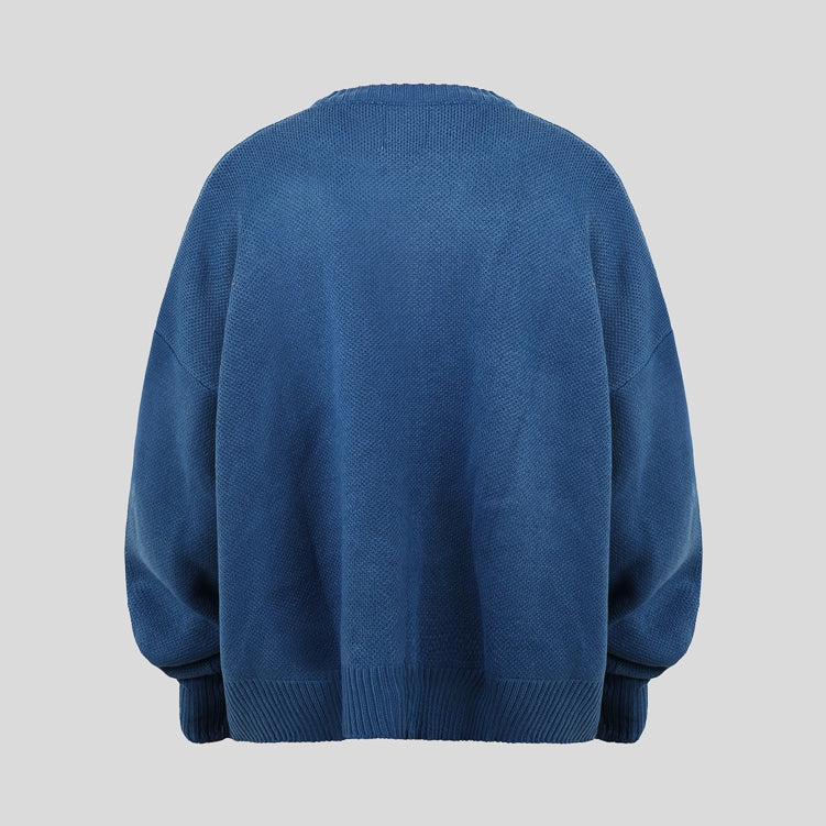 Hierarchy Studios FA - Blue Distressed Gun Oversized Knit Cardigan