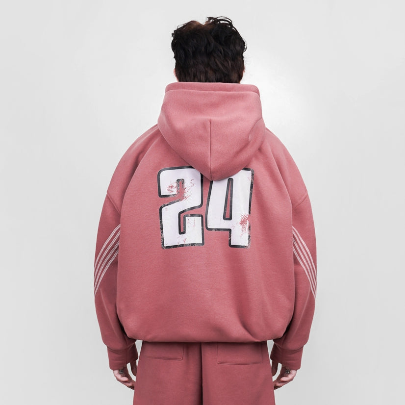 Hierarchy Studios FS - Dusty Pink Four Stripes Boxy Oversized Hoodie
