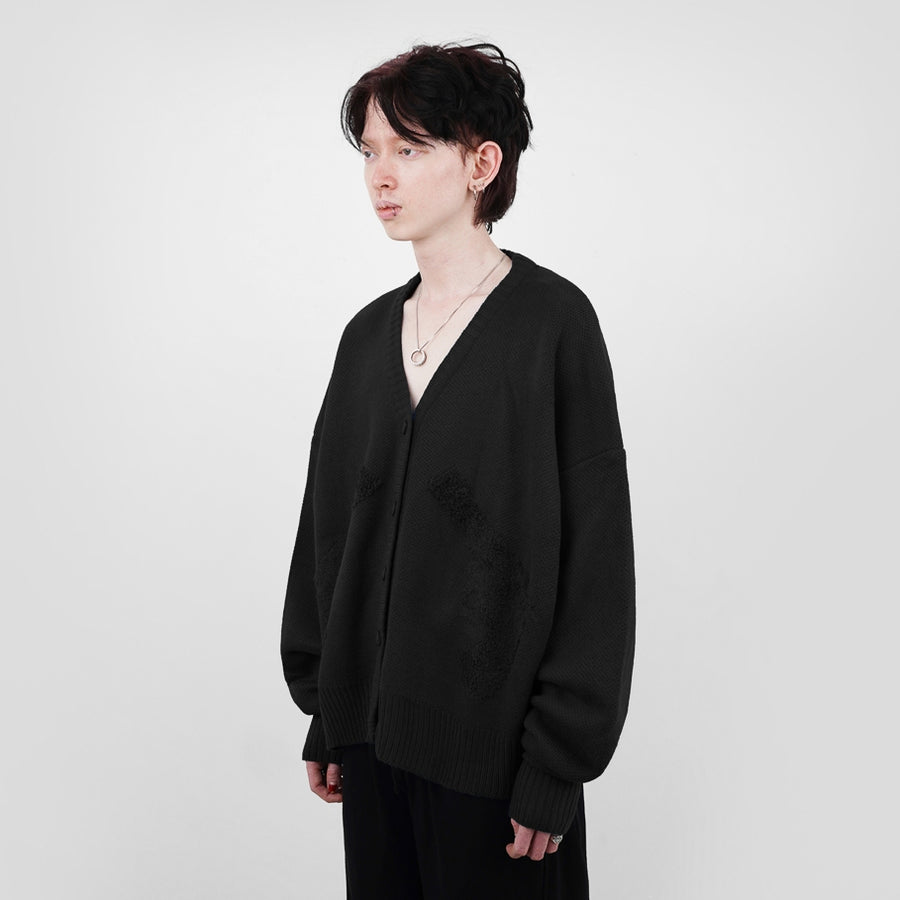 Hierarchy Studios FA - Black Distressed Gun Oversized Knit Cardigan