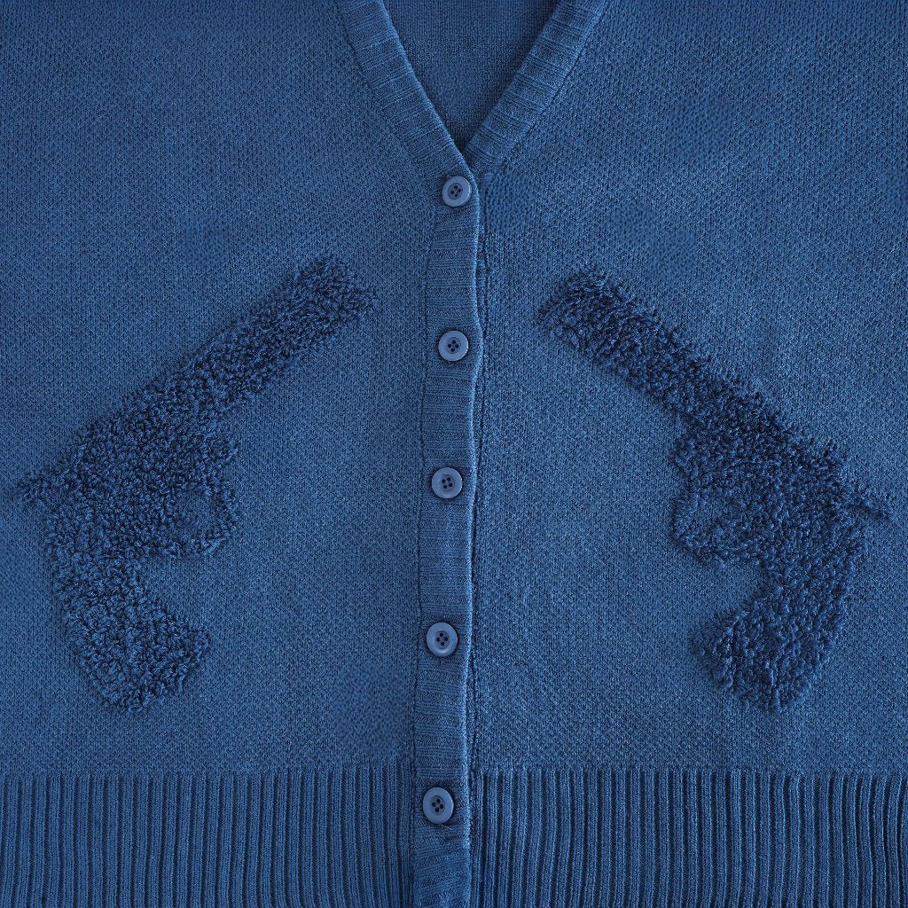 Hierarchy Studios FA - Blue Distressed Gun Oversized Knit Cardigan