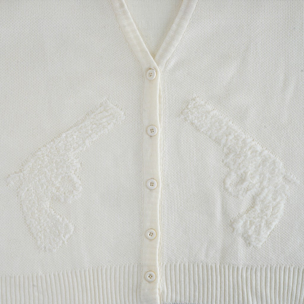 Hierarchy Studios FA - White Distressed Gun Oversized Knit Cardigan