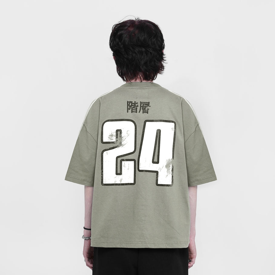 HIERARCHY STUDIOS TMTNW - Sage Green Four Stripes Boxy Oversized T-Shirt