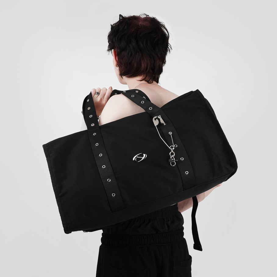 Hierarchy Studios FA - Black Eyelet Metal Logo Duffle Bag