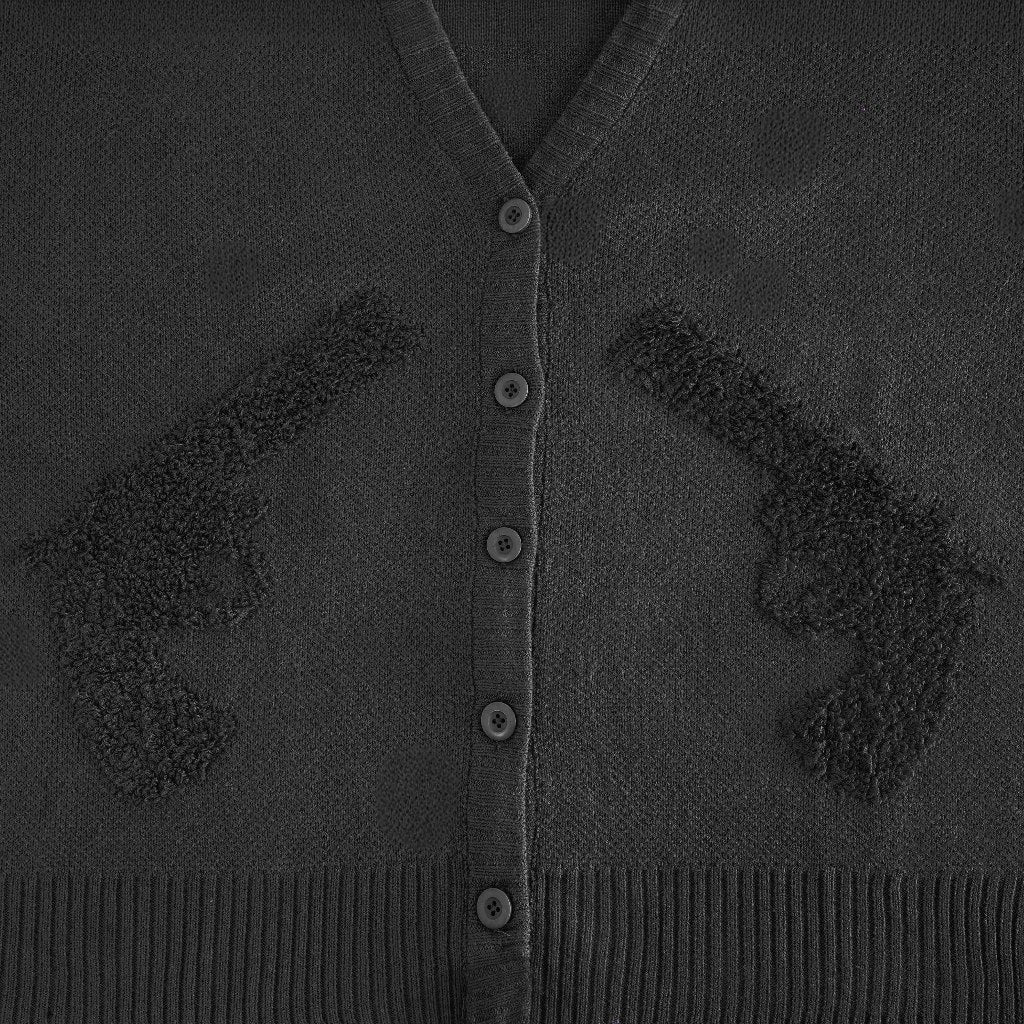 Hierarchy Studios FA - Dark Grey Distressed Gun Oversized Knit Cardigan