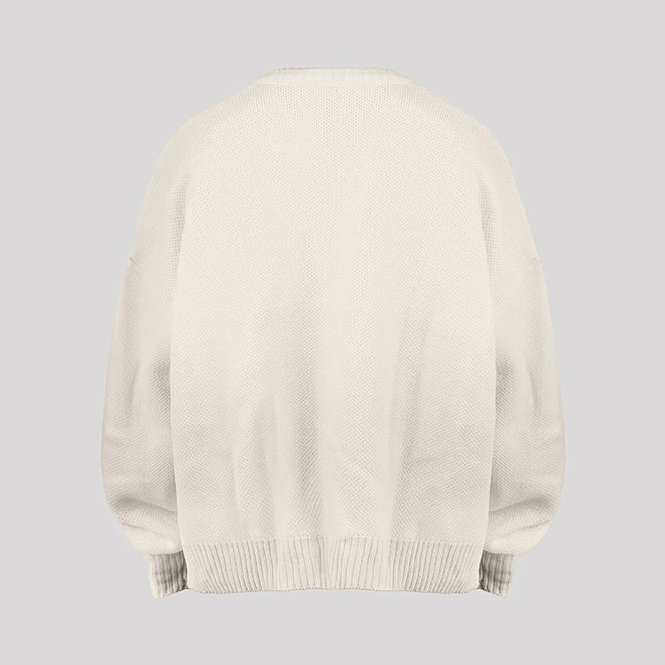 Hierarchy Studios FA - White Distressed Gun Oversized Knit Cardigan