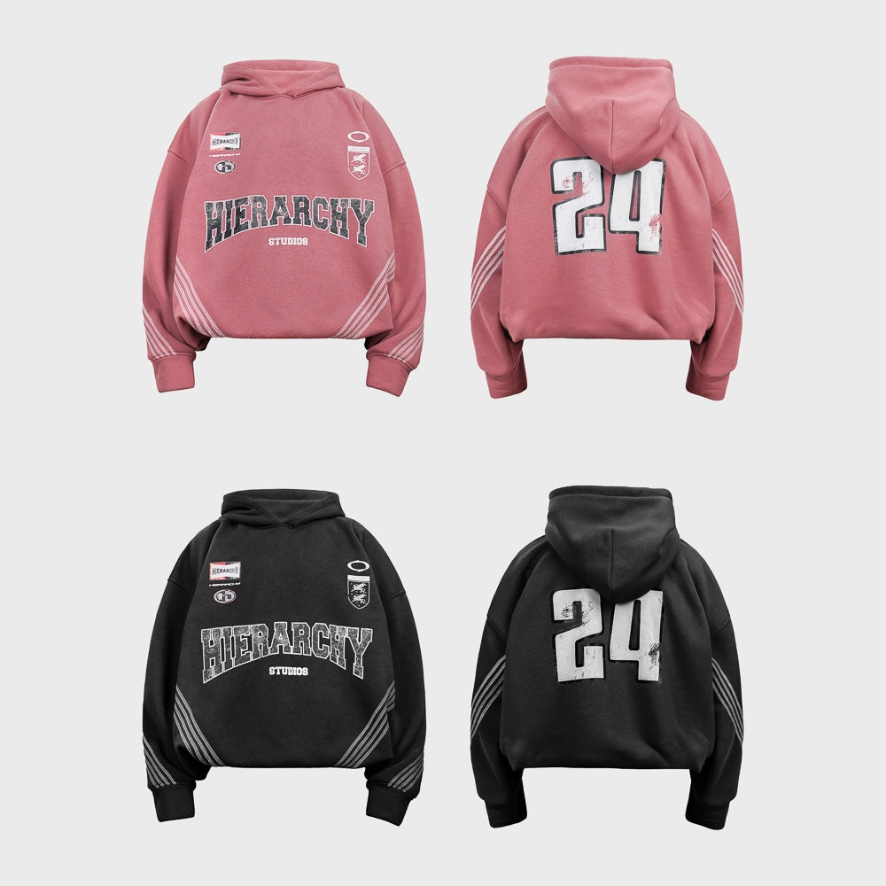 Hierarchy Studios FS - Dusty Pink Four Stripes Boxy Oversized Hoodie