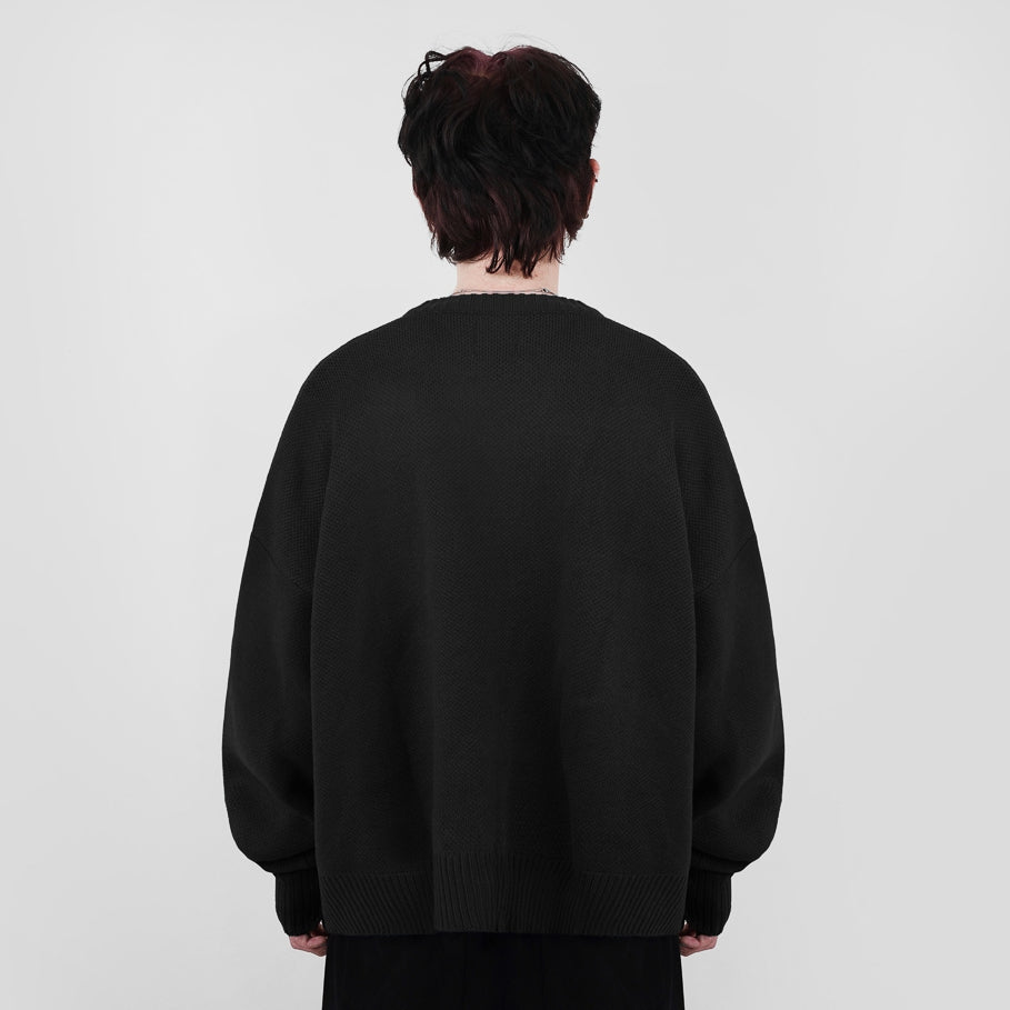 Hierarchy Studios FA - Black Distressed Gun Oversized Knit Cardigan