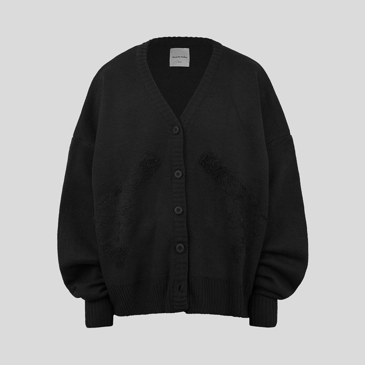 Hierarchy Studios FA - Black Distressed Gun Oversized Knit Cardigan