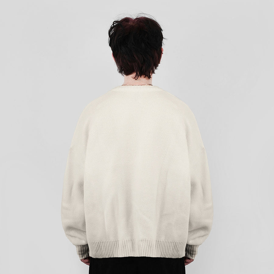 Hierarchy Studios FA - White Distressed Gun Oversized Knit Cardigan