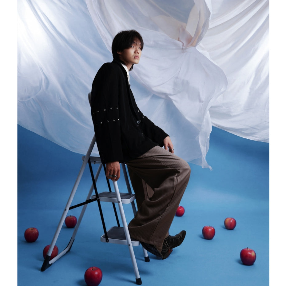HIERARCHY STUDIOS Unruled - Stripes Mocca Tuck Trousers