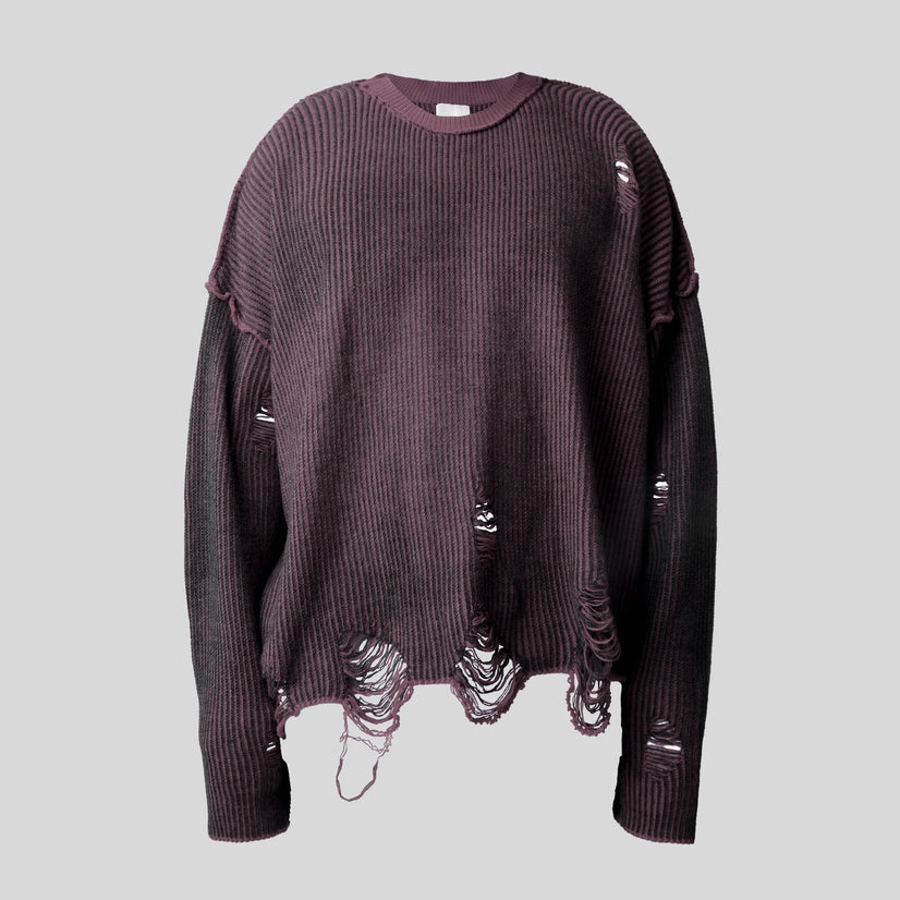 Distressed Blue Flux Oversized Knit Sweater