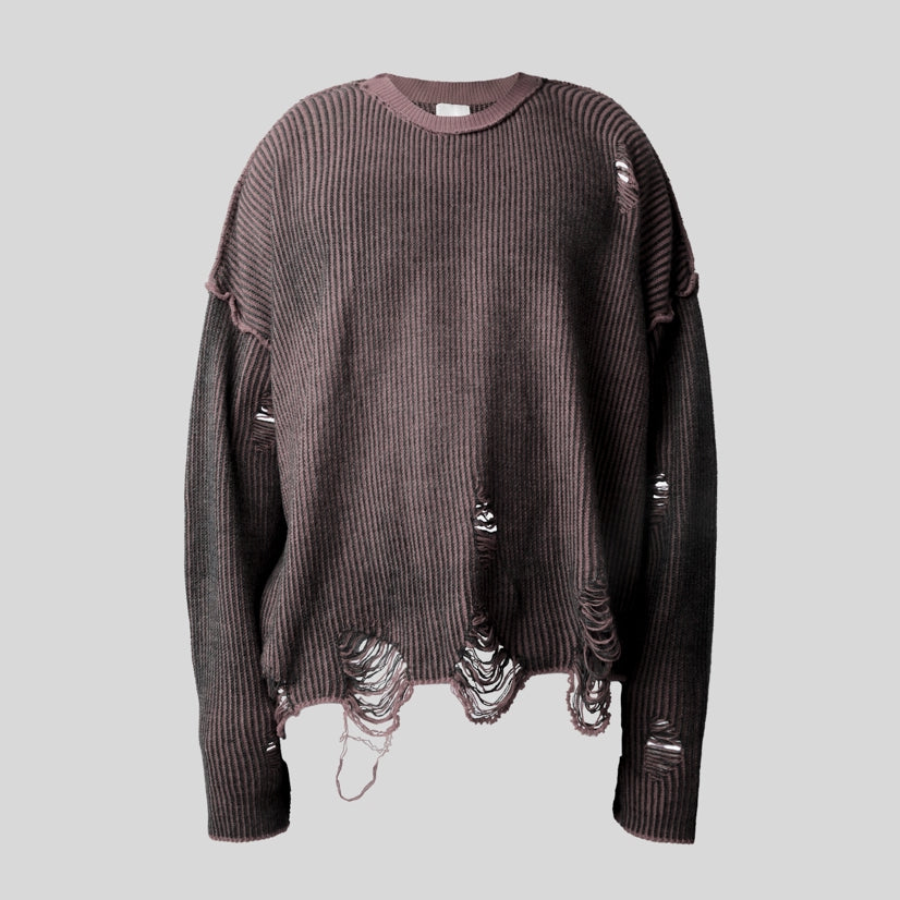 HIERARCHY STUDIOS Chroma - Distressed Pink Flux Oversized Knit Sweater