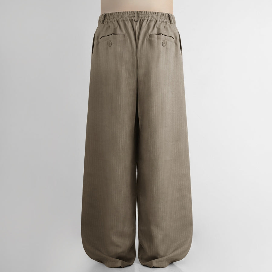 HIERARCHY STUDIOS Unruled - Stripes Mocca Tuck Trousers