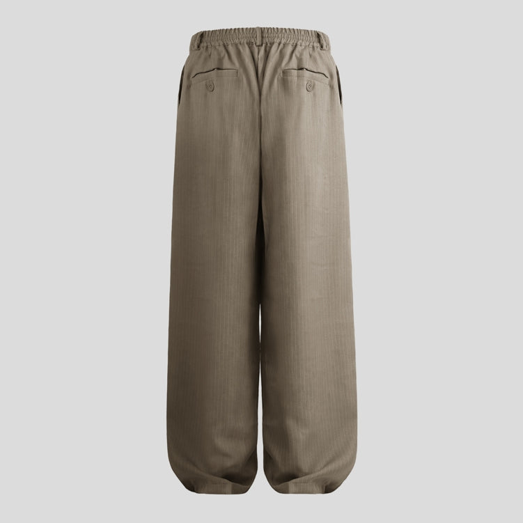HIERARCHY STUDIOS Unruled - Stripes Mocca Tuck Trousers