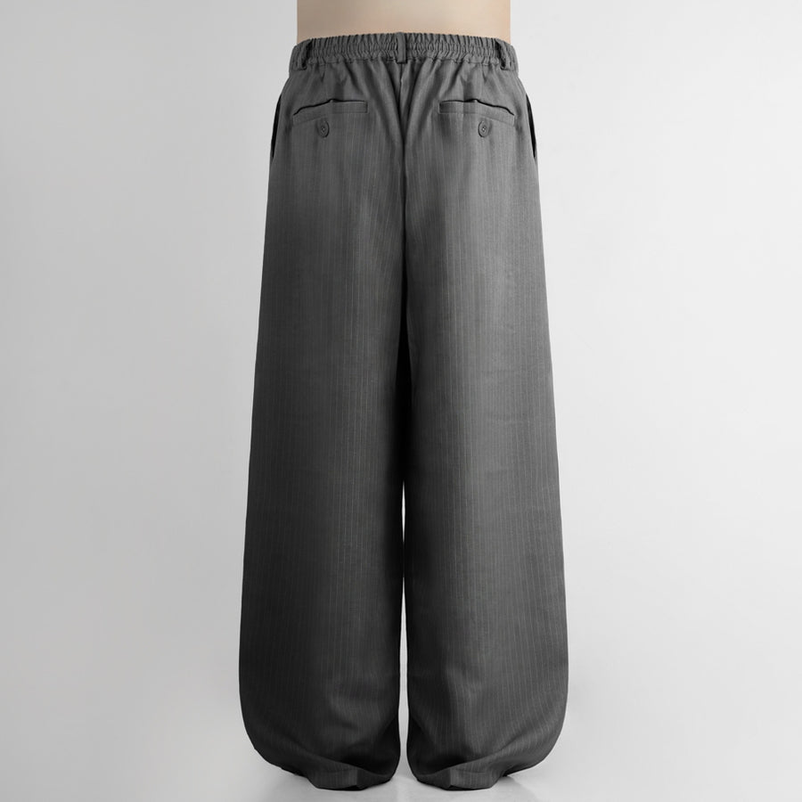 HIERARCHY STUDIOS Unruled - Stripes Dark Grey Tuck Trousers