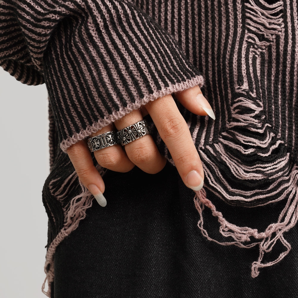 HIERARCHY STUDIOS Chroma - Distressed Pink Flux Oversized Knit Sweater