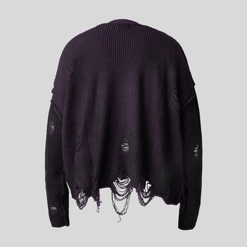HIERARCHY STUDIOS Chroma - Distressed Purple Flux Oversized Knit Sweater