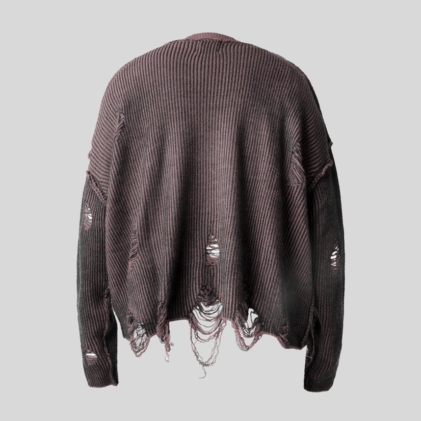 HIERARCHY STUDIOS Chroma - Distressed Pink Flux Oversized Knit Sweater