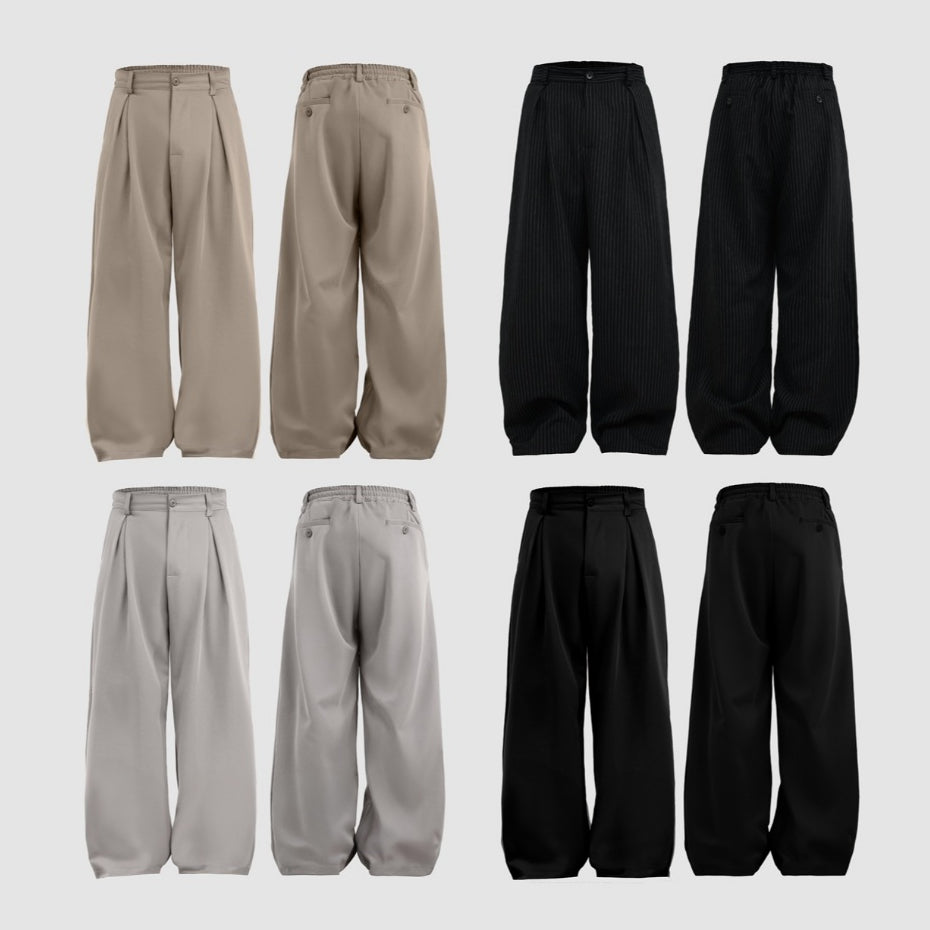 HIERARCHY STUDIOS Unruled - Black Tuck Slacks Trousers