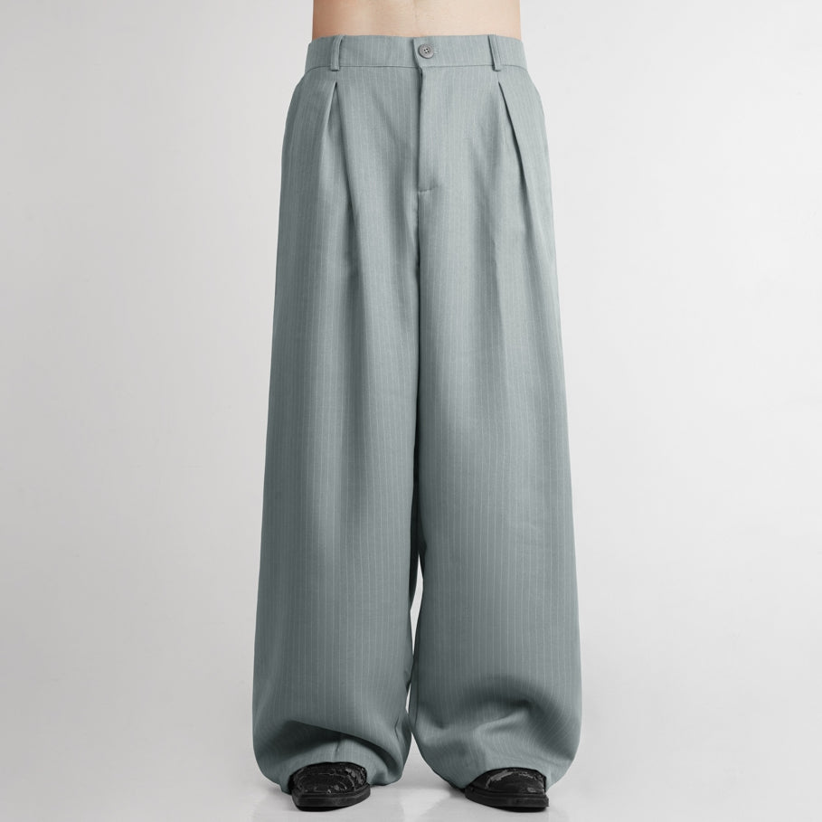 HIERARCHY STUDIOS Unruled - Stripes Light Blue Tuck Trousers