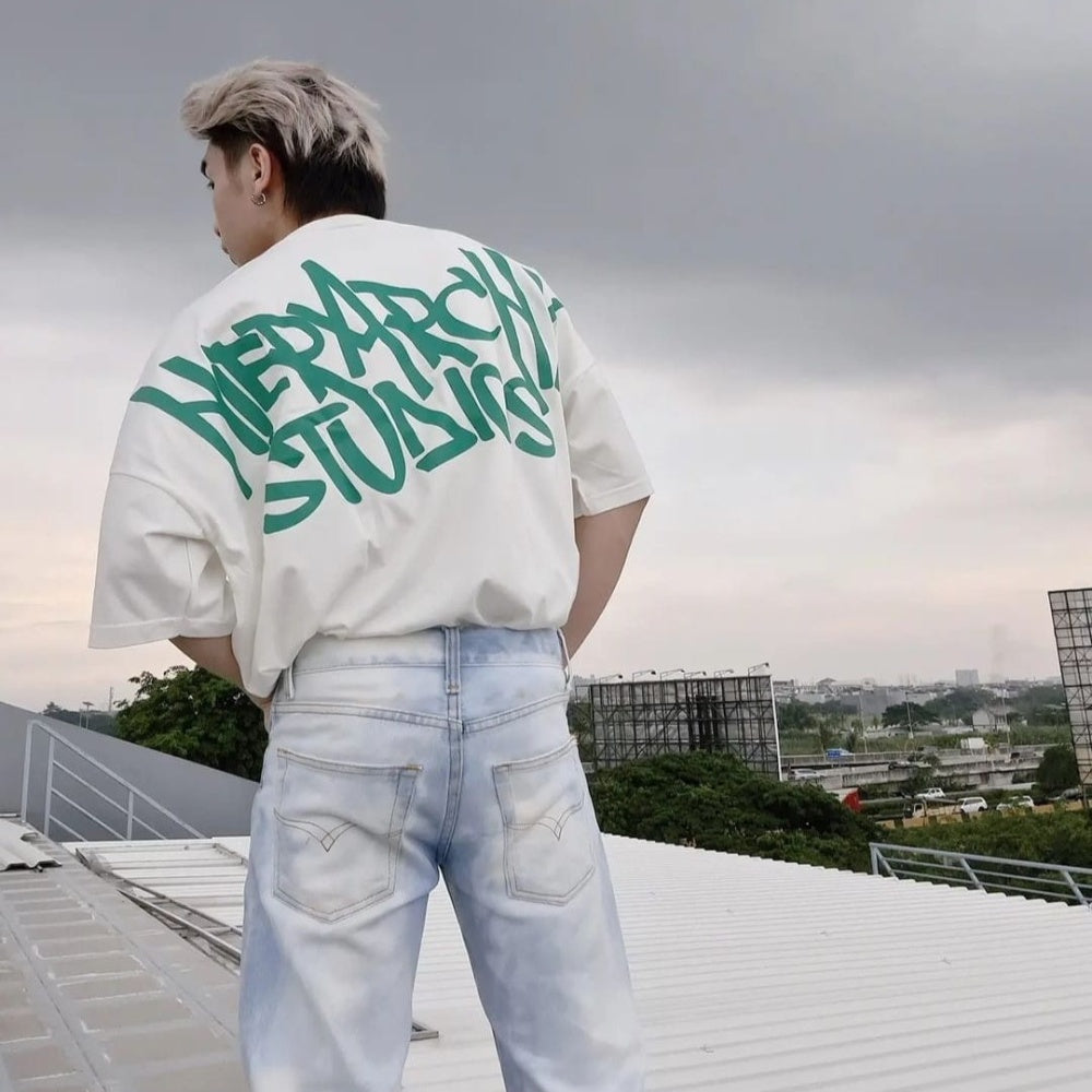Graffiti Wide Logo Oversized T-Shirt White
