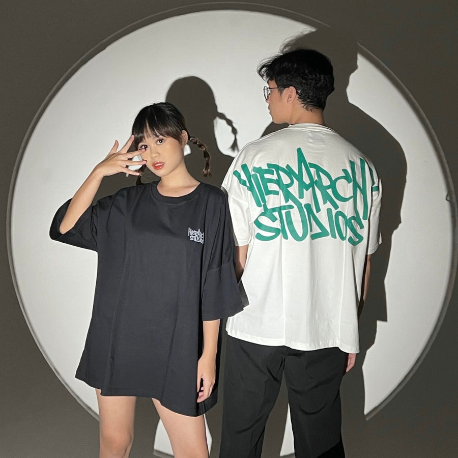 Graffiti Wide Logo Oversized T-Shirt White