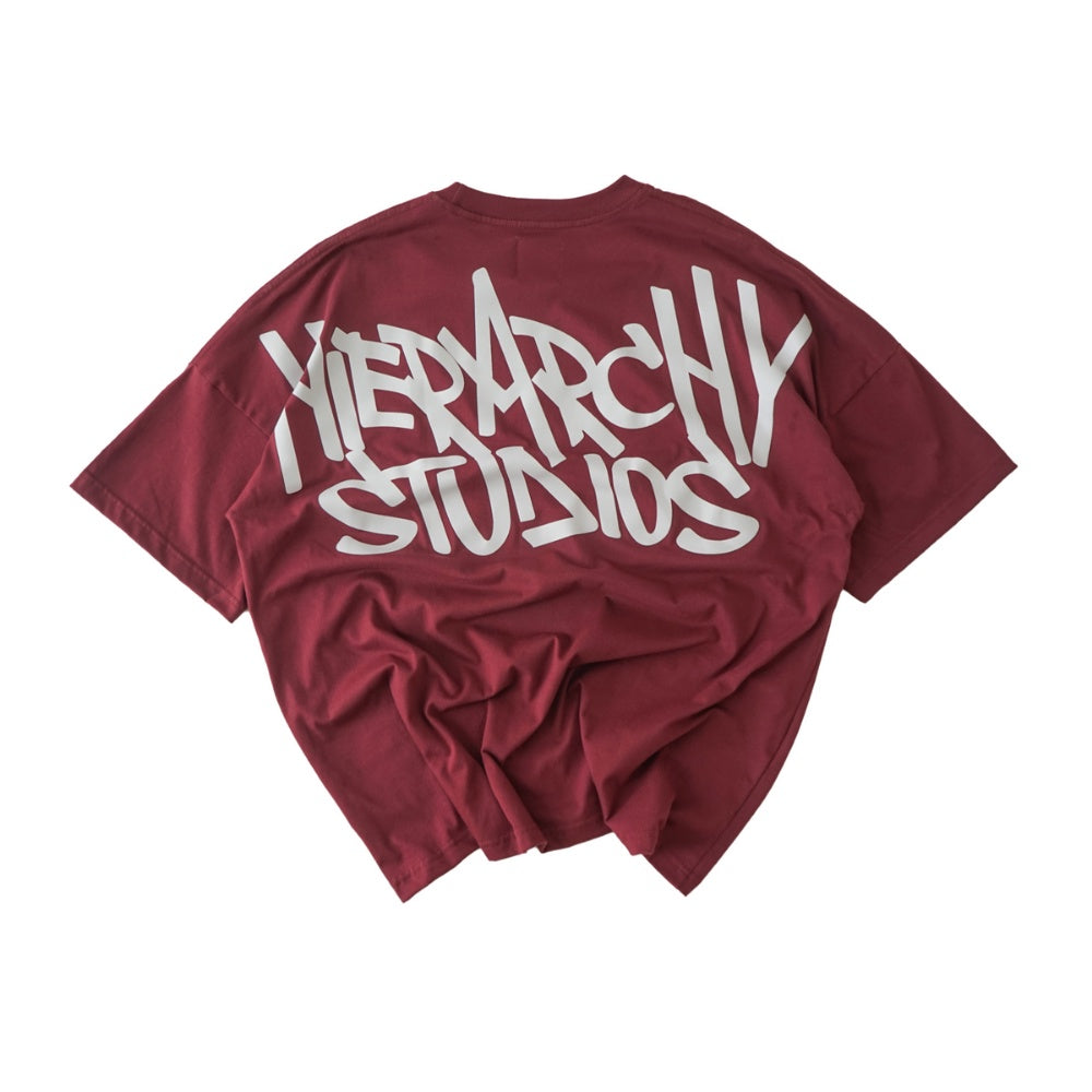 Graffiti Wide Logo Oversized T-Shirt Maroon