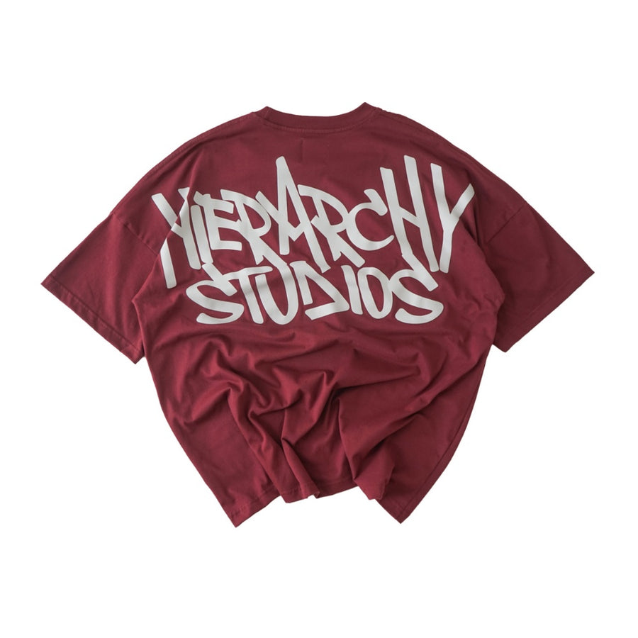 Graffiti Wide Logo Oversized T-Shirt Maroon