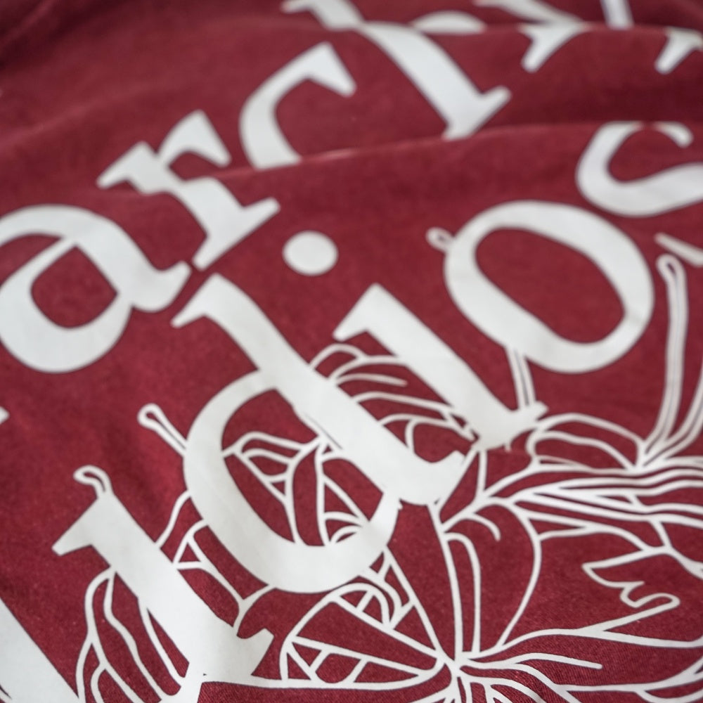 Flowers Wide Spider Lily Oversized T-shirt Washed Red