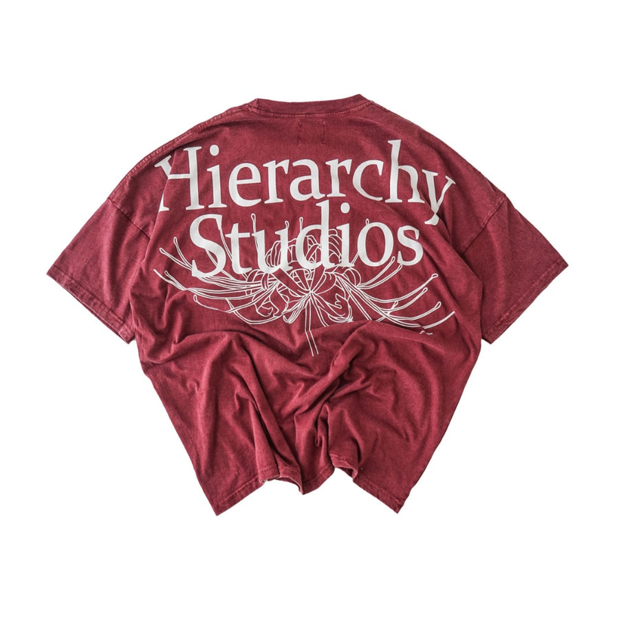 Flowers Wide Spider Lily Oversized T-shirt Washed Red
