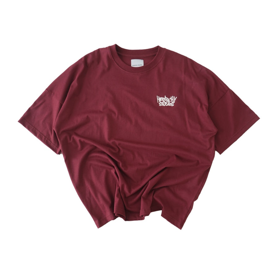 Graffiti Wide Logo Oversized T-Shirt Maroon