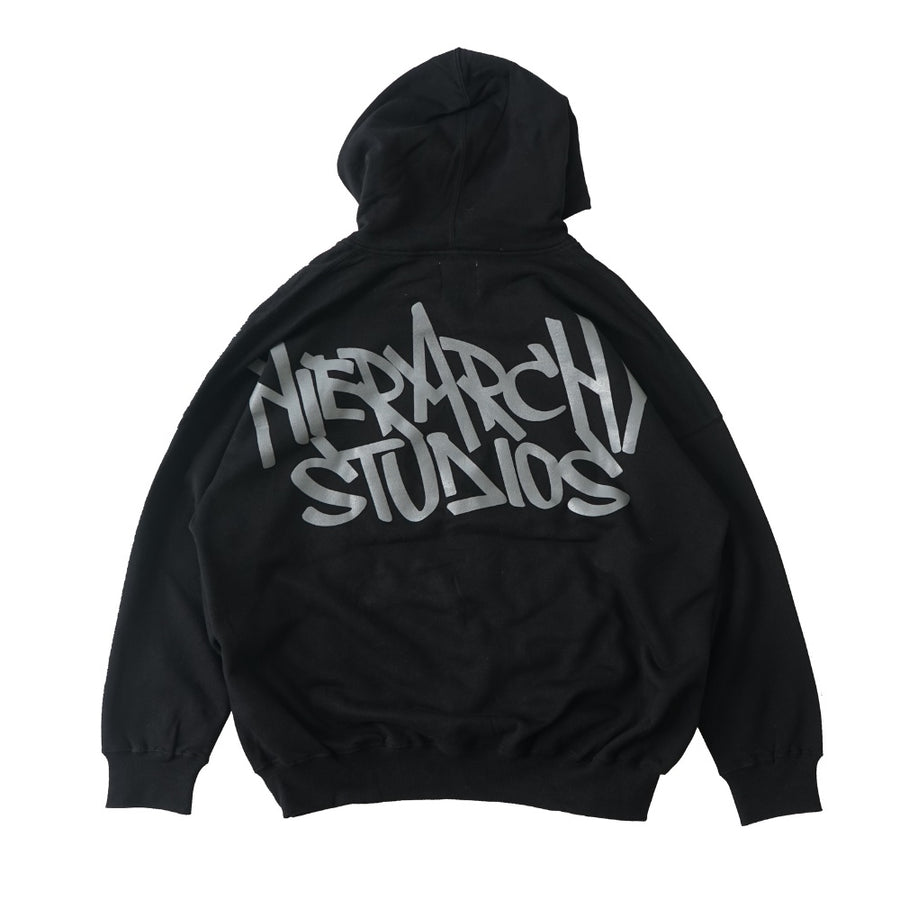 Black Graffiti Wide Logo Oversized Hoodie