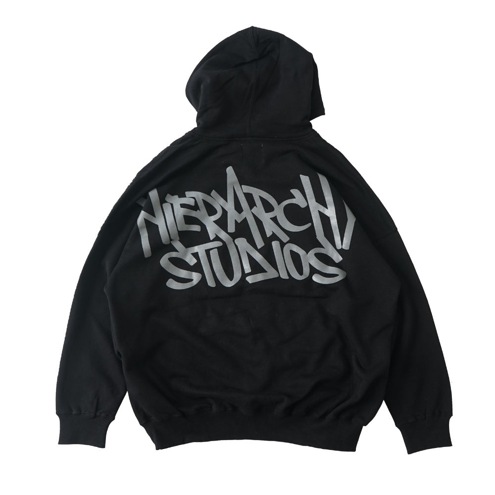 Black Graffiti Wide Logo Oversized Hoodie