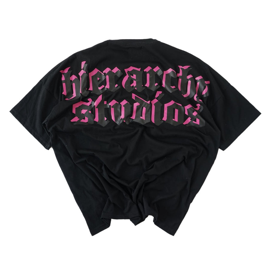 Layered Wide Logo Oversized T-Shirt Black