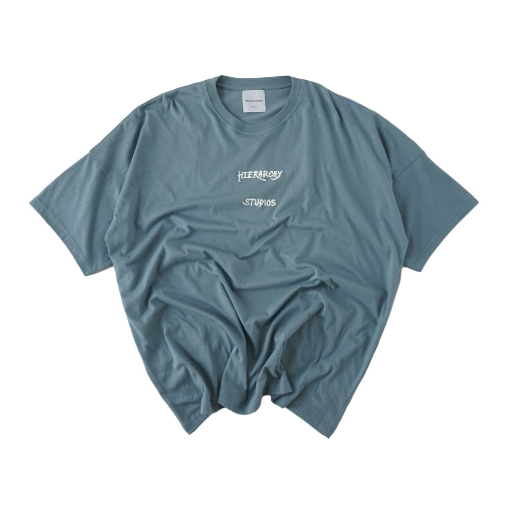 Wide Calligraphy Logo Oversized T-Shirt Blue