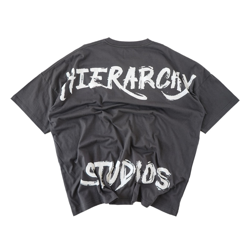 Wide Calligraphy Logo Oversized T-Shirt Grey