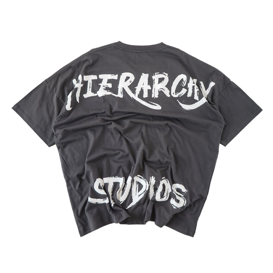 Wide Calligraphy Logo Oversized T-Shirt Grey