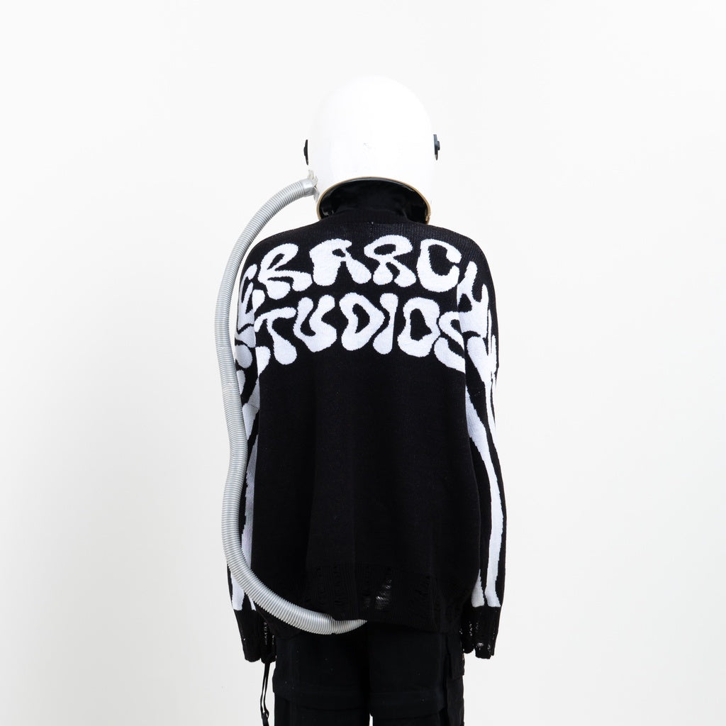 HIERARCHY STUDIOS New Error - Black Fluid Wide Oversized Knit Sweater
