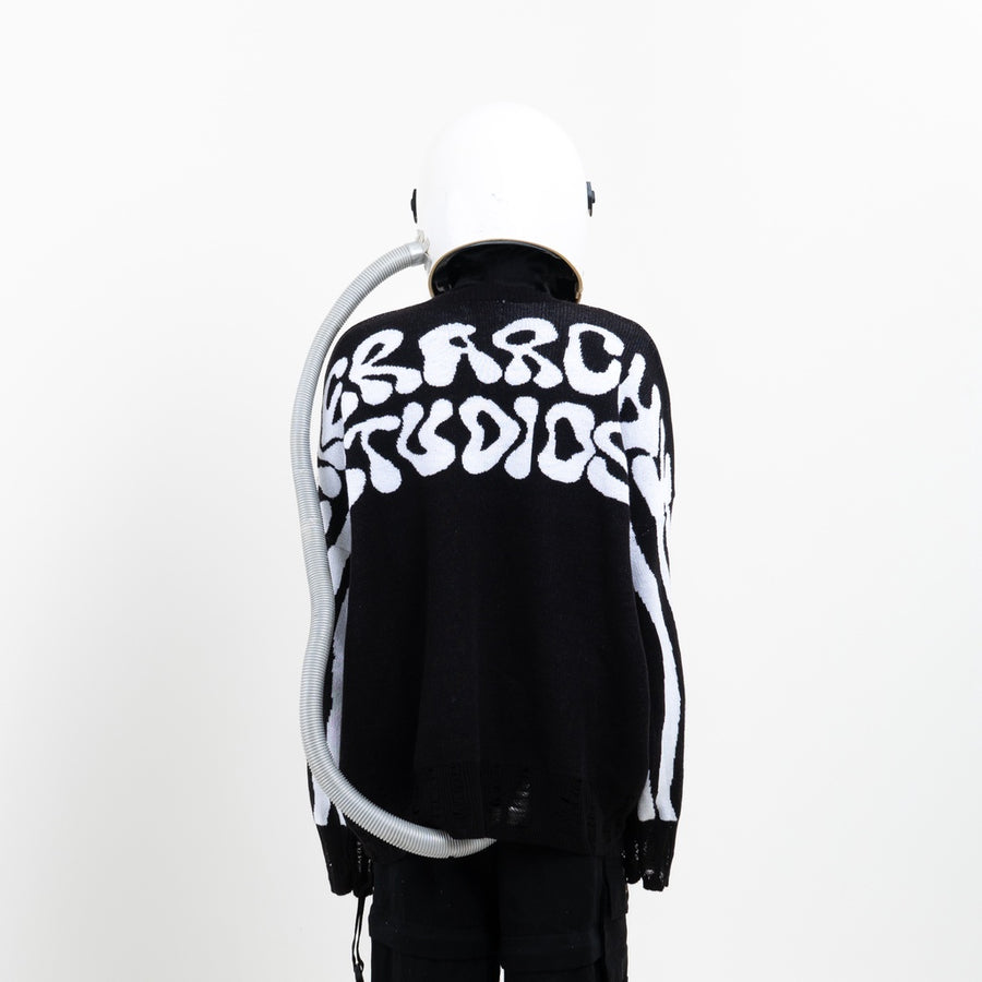 HIERARCHY STUDIOS New Error - Black Fluid Wide Oversized Knit Sweater