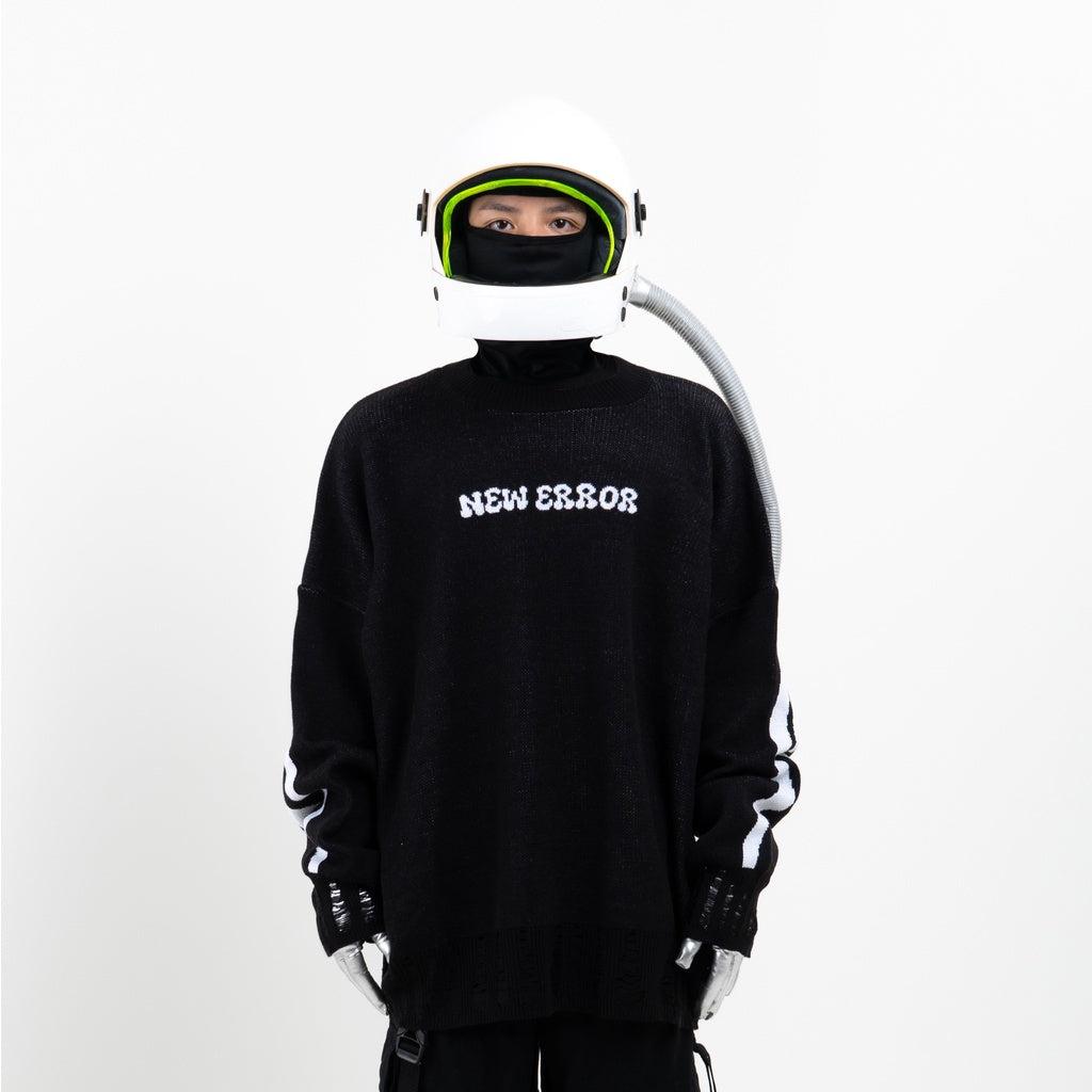 HIERARCHY STUDIOS New Error - Black Fluid Wide Oversized Knit Sweater