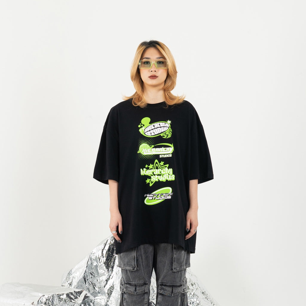 Black Y2K Logo Oversized T-Shirt