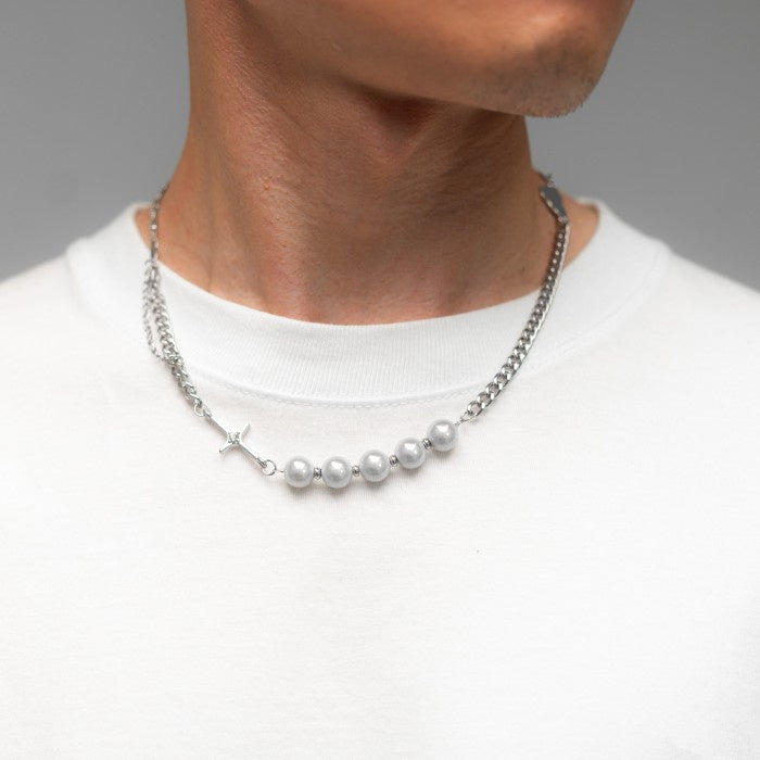 Hierarchy Studios - Cross Pearl Necklace